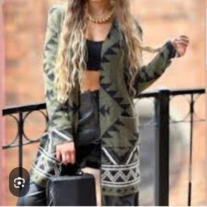 Frye Women's Southwestern Aztec Patterned Sweater Open Cardigan XL